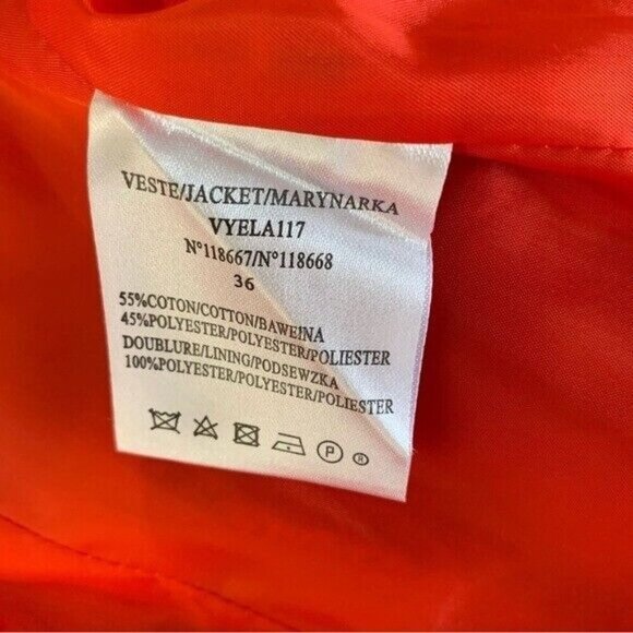 Jacqueline Riu Red Boucle Double Breasted Jacket Blazer Frayed Trim Button 36 - Picture 6 of 6